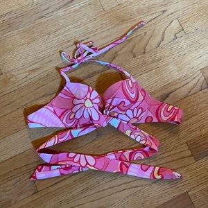 Pink floral print Aerie bikini top